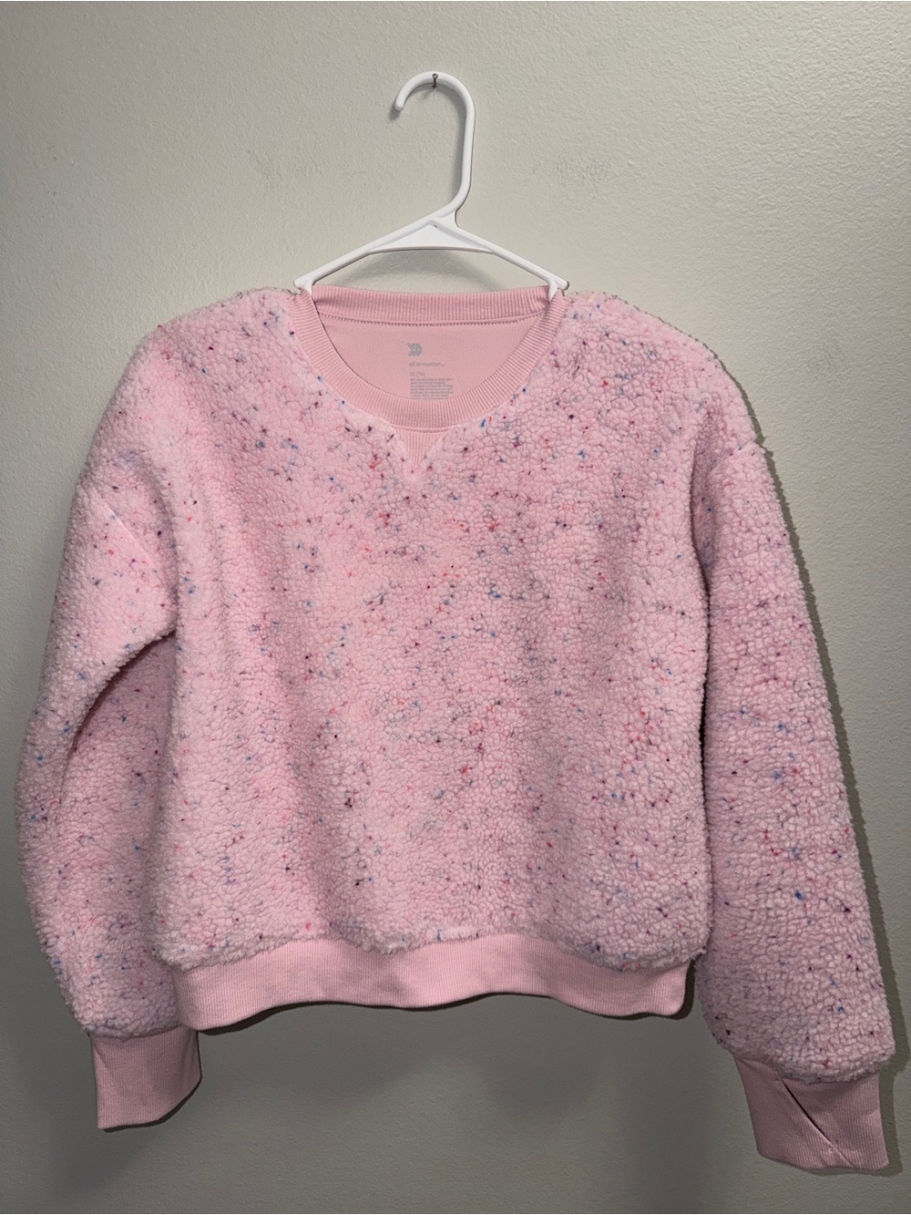 Cozy Pink Speckled Sherpa Sweatshirt - Kids Sweater Size XL (14)